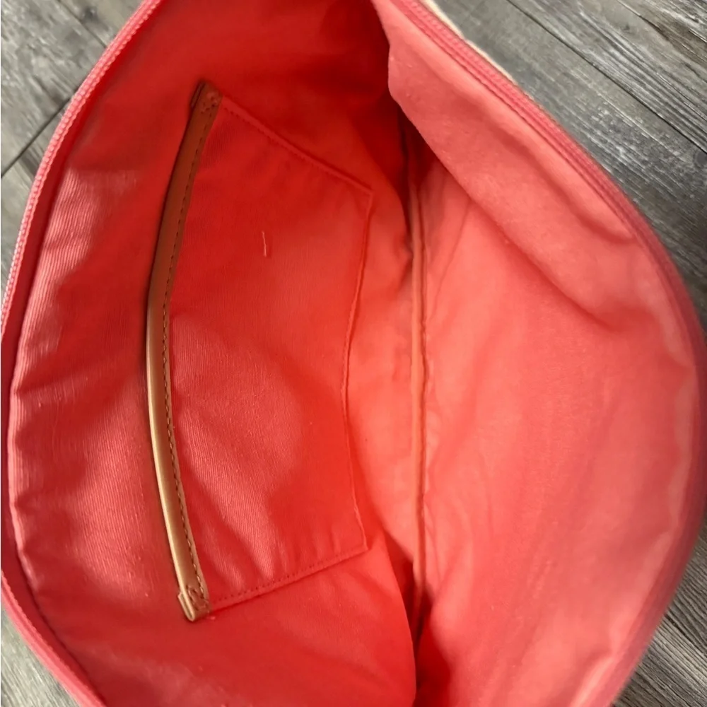 Hamilton Perkins Two-Tone Coral and Tan Wristlet